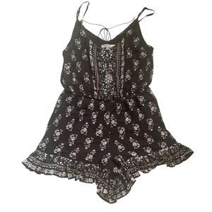 Bailey Blue Black and Pink Jumpsuit with Ruffled Hem